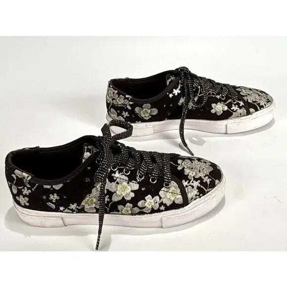 Guess Goodone5 Floral Shoes Size 9 Black Tennis Shoe Bloomcore Coquette Sneakers - Picture 6 of 11